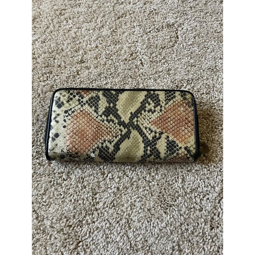 Gigi Hill Los Angeles Snake Skin Print Clutch Wallet‎ Brown Multicolor